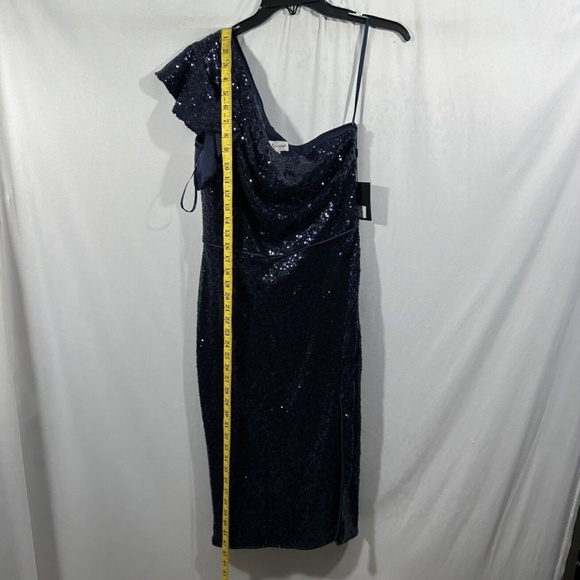 NWT‎ $358 Ieena for Mac Duggal [ 8 ] Sequin One-Shoulder Cocktail Dress - Picture 5 of 12